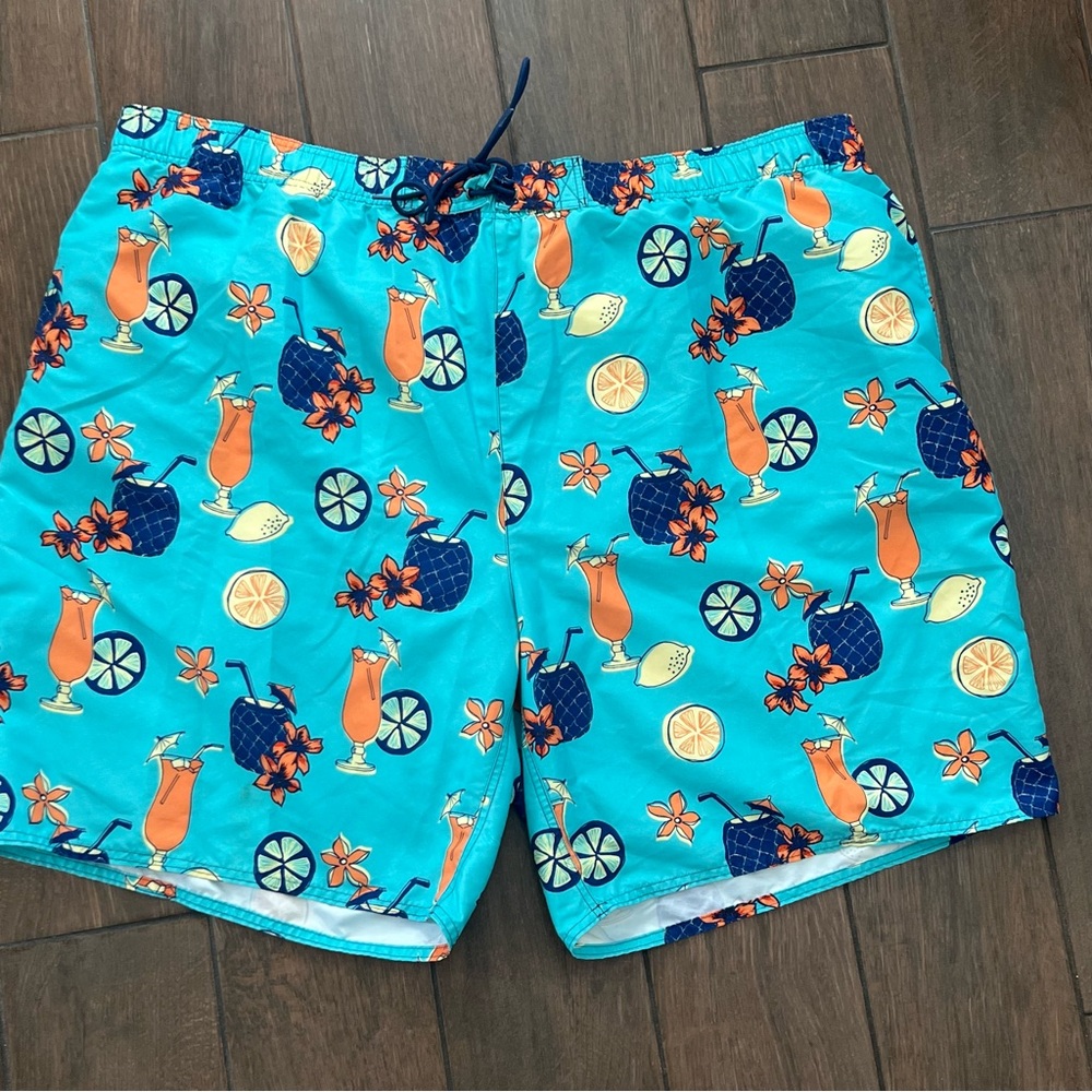 Cocktail Pattern Lined Swim Trunks by Island Passport size 3XL